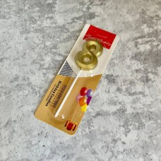 Свічка "Цифра 8" / золото / 5 см