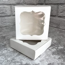 Коробка для цукерок, печива / 100х100х30 / біла / вікно