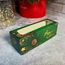 Коробка для макаронс / 170х55х55 / НР / зелена / вікно