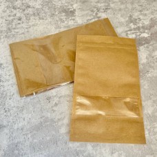 Пакет дой-пак 14х24 см / крафт / вікно / 10 шт