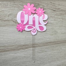 Топпер "One" / акрил / рожевий / 10х18 см