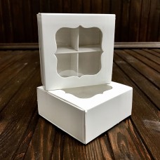 Коробка для цукерок, печива / 80х80х35 / біла / вікно