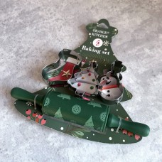 Набір вирубок металевих "Новорічна ялинка" 3шт +качалка 10см