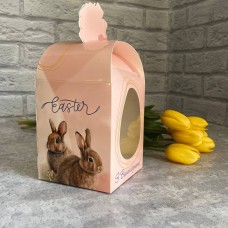 Коробка для паски / 110х110х140 мм / бежева, зайчики / вікно