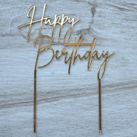 Топпер "Happy Birthday 1903" / акрил / золото / 15х20 см