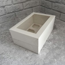 Коробка для 6 кексів / 250х170х110 / біла / вікно