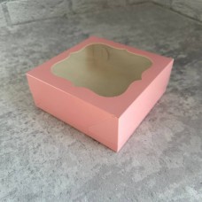 Коробка для зефіру, еклерів / 150х150х60 / пудра / вікно