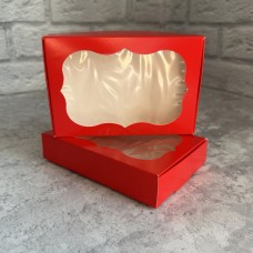 Коробка для цукерок, печива / 100х150х30 / червона / вікно