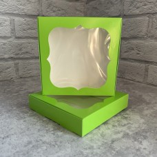 Коробка для цукерок, печива / 150х150х30 / салатова / вікно