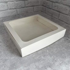 Коробка для десертів / 300х300х55 / біла / вікно