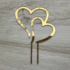 Топпер "Подвійні серця" / акрил / золото / 13х18 см
