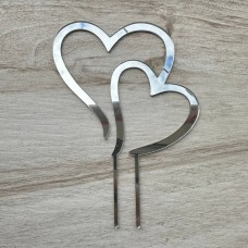 Топпер "Подвійні серця" / акрил / срібло / 13х18 см