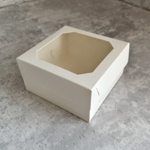 Коробка для десертів / 130х130х70 / біла / вікно