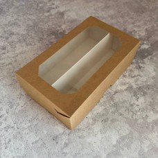 Коробка для макаронс "Дабл" / 200х120х60 / крафт / вікно