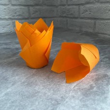 Форма паперова для кексу "Тюльпан 150" / помаранчеві / d-50 / 10 шт.