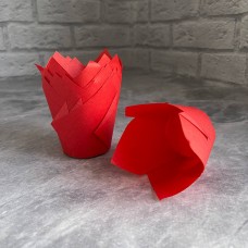 Форма паперова для кексу "Тюльпан 150" / червоні / d-50 / 200 шт.