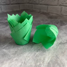 Форма паперова для кексу "Тюльпан 150" / зелені / d-50 / 200 шт.