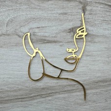 Топпер торцевий "Силует обличчя" / акрил / золото / 11х9,5 см