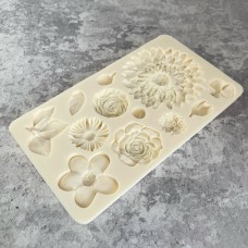 Молд силіконовий "Квіти і листя" / 12 шт / 11,2х20,2 см 