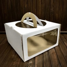 Коробка для торта / 260х260х150 / гофра / вікна-ручка / вікно-бік
