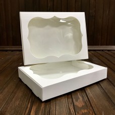 Коробка для цукерок, печива / 150х200х30 / біла / вікно