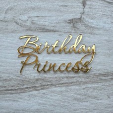Топпер торцевий "Birthday Princess" / акрил / золото / 10х5 см