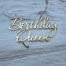Топпер торцевий "Birthday Queen" / акрил / золото / 10х7 см