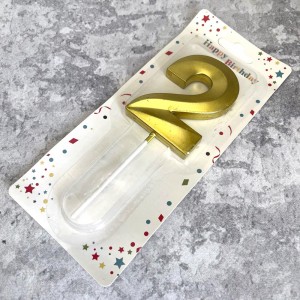 Свічка "Цифра 2" / золото / 7 см