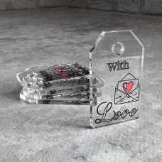 Набір бірок "With Love" / прозорий акрил / 3х5 см