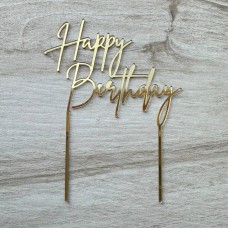 Топпер "Happy Birthday 7210" / акрил / золото / 10х13 см