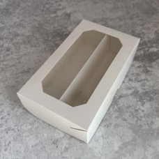 Коробка для макаронс "Дабл" / 200х120х60 / біла / вікно