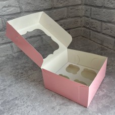 Коробка для 4 кексів / 170х170х90 / пудра / вікно