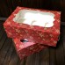 Коробка для 6 кексів / 250х170х90 / Новий Рік / червона / вікно