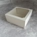 Коробка для бенто торта / 150х150х70 / кришка-дно / біла / вікно
