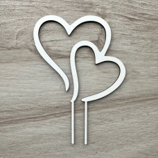 Топпер "Подвійні серця" / ХДФ / білий / 13х18 см