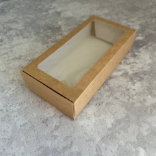 Коробка для зефіру, еклерів / 200х100х50 / крафт / вікно