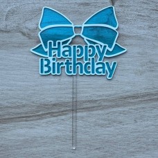 Топпер "Happy Birthday" / акрил / блакитний / 10х15 см