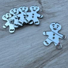 Набір топперів "Імбирні чоловічки" / акрил / срібло / 4х5 см / 5 шт.