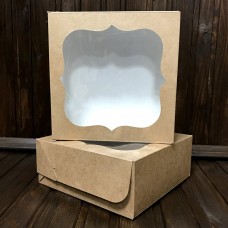 Коробка для зефіру, еклерів / 150х150х60 / крафт / вікно