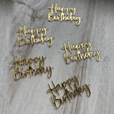 Набір топперів "Happy Birthday" / акрил / золото / 5х3,5 см / 5 шт.