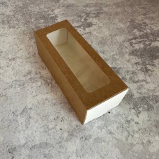 Коробка для макаронс / 140х55х45 / крафт / вікно