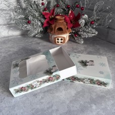 Коробка для цукерок, печива / 120х120х30 / НР / гілочка / вікно