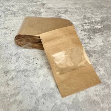 Пакет дой-пак 8х13 см / крафт / вікно / 50 шт