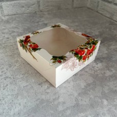 Коробка для зефіру, еклерів / 150х150х60 / калина / вікно