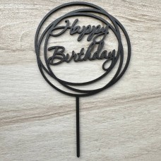 Топпер "Happy Birthday" / ХДФ / чорний / 13х21 см / кільця