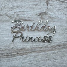 Топпер торцевий "Birthday Princess" / акрил / срібло / 10х5 см
