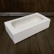 Коробка для зефіру, еклерів / 200х100х50 / біла / вікно