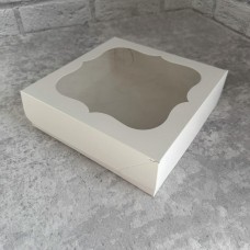 Коробка для зефіру, десертів / 200х200х60 / біла / вікно