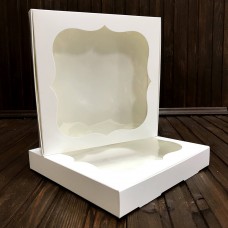 Коробка для печива / 200х200х30 / біла / вікно