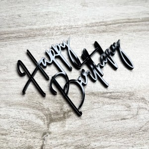 Топпер торцевий "Happy Birthday 1896" / акрил / чорний / 11х8 см